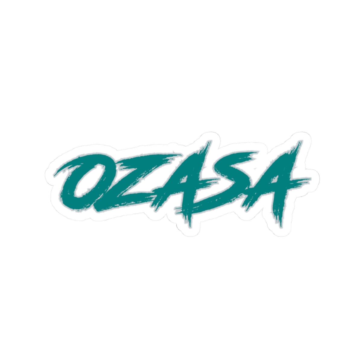 OZASA Teal Text Kiss Cut Sticker