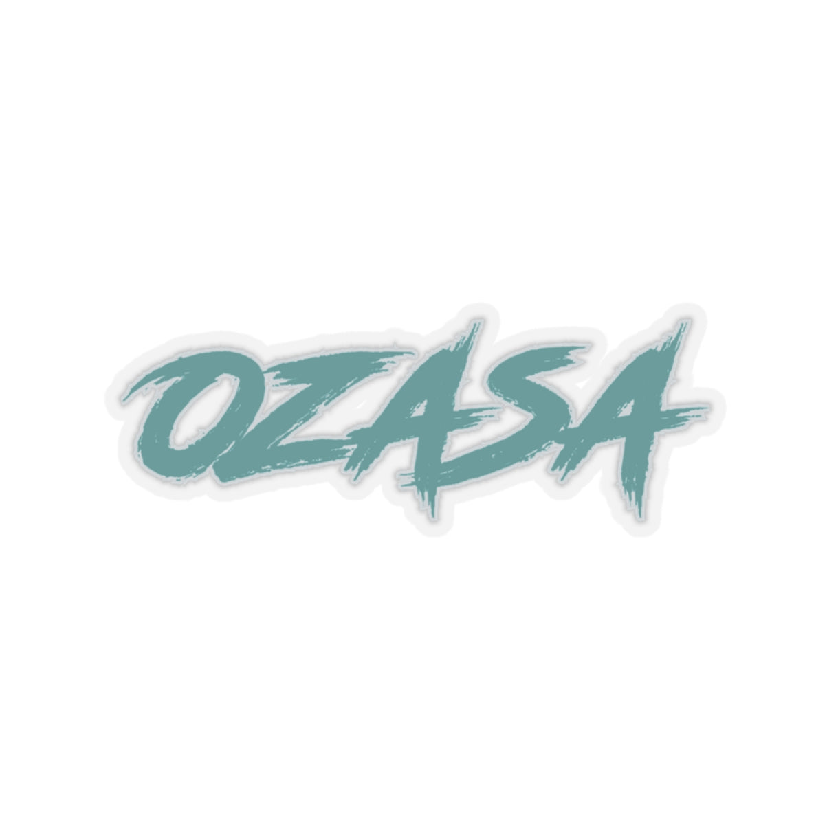 OZASA Teal Text Kiss Cut Sticker