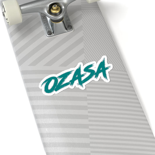 OZASA Teal Text Kiss Cut Sticker